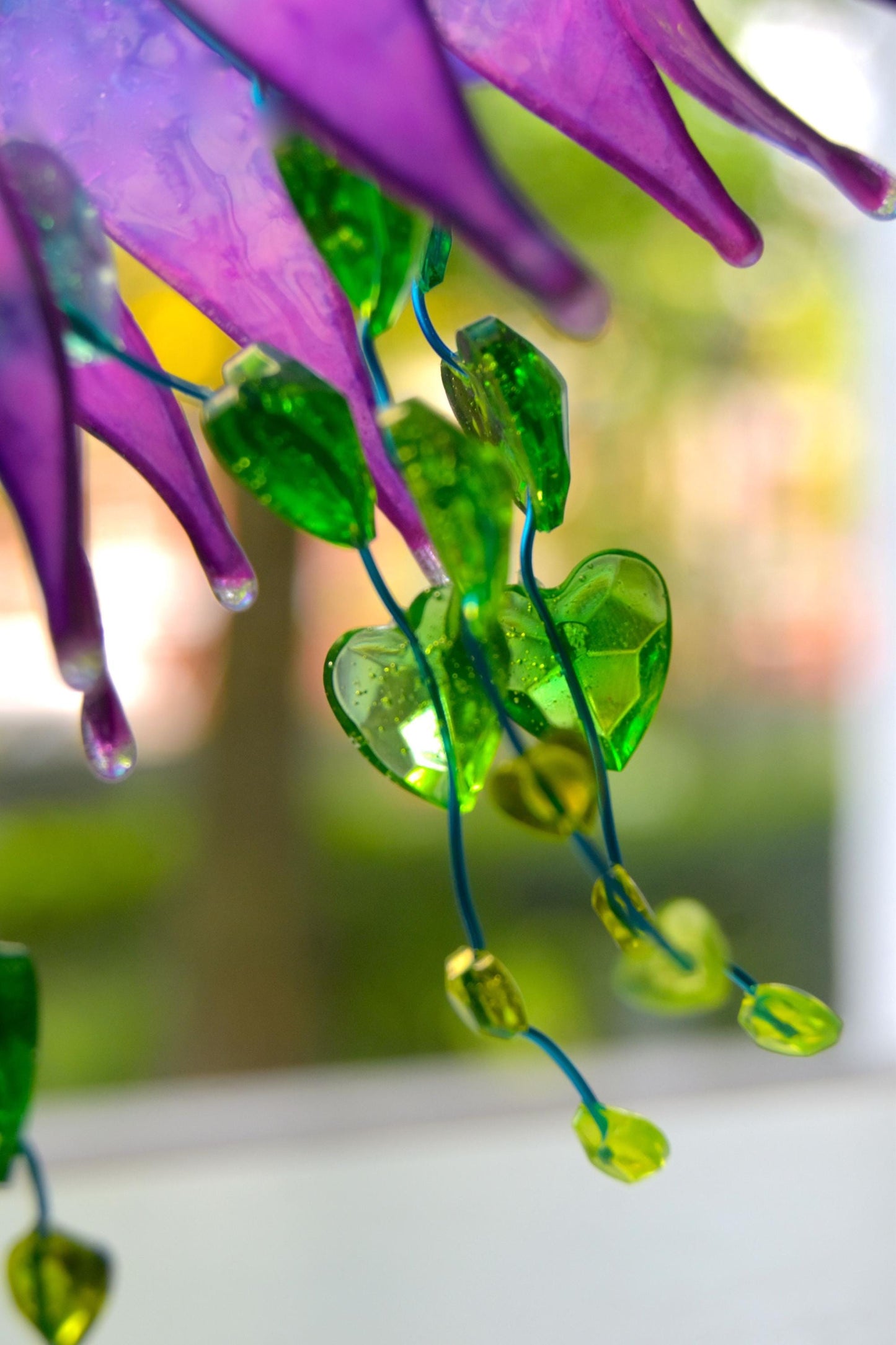lampada da tavolo a forma di fiore blu fatta a mano in resina