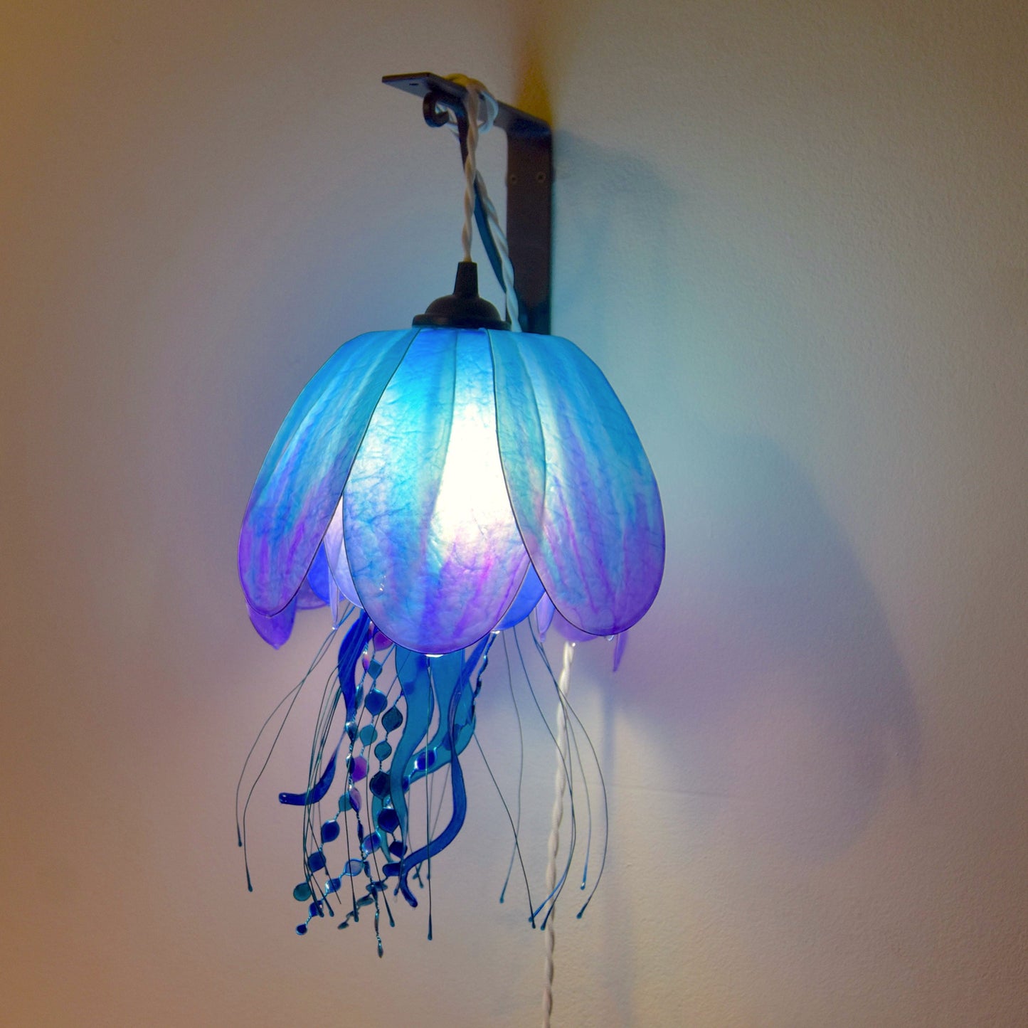 lampada a forma di medusa in resina da parete, luce salvaspazio comodini,