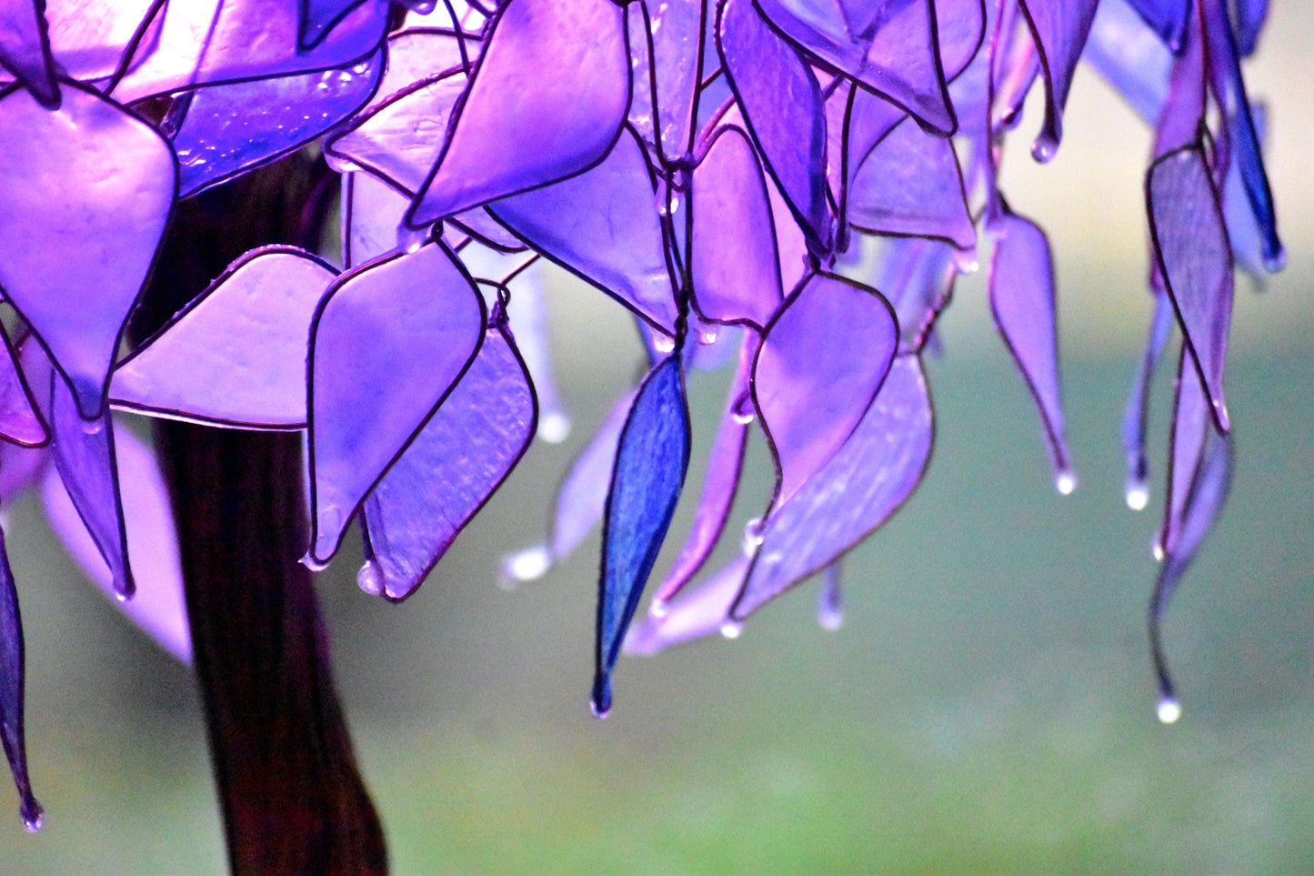 lampada albero viola di jacarandas fatto e dipinto a mano pezzo unico