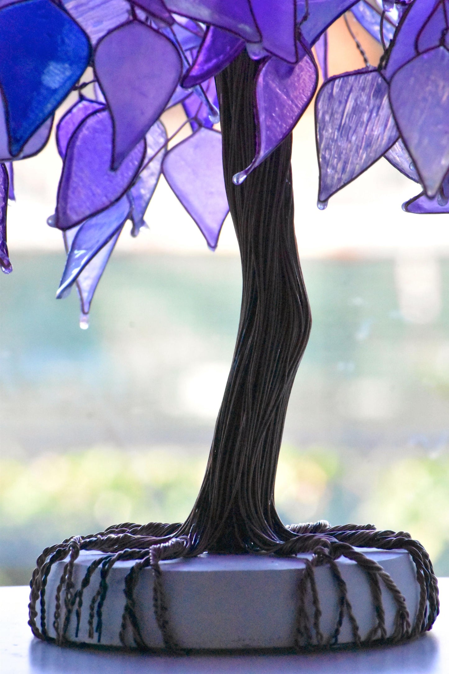lampada albero viola di jacarandas fatto e dipinto a mano pezzo unico