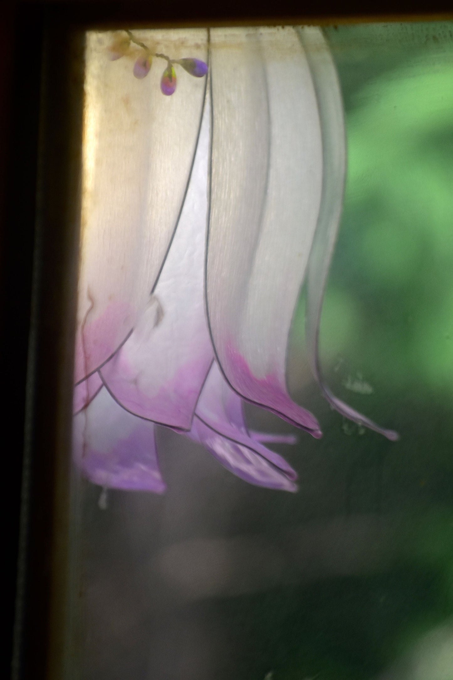 Lampada da muro forma di bocciolo di fiore bianco viola in resina dipinta a mano