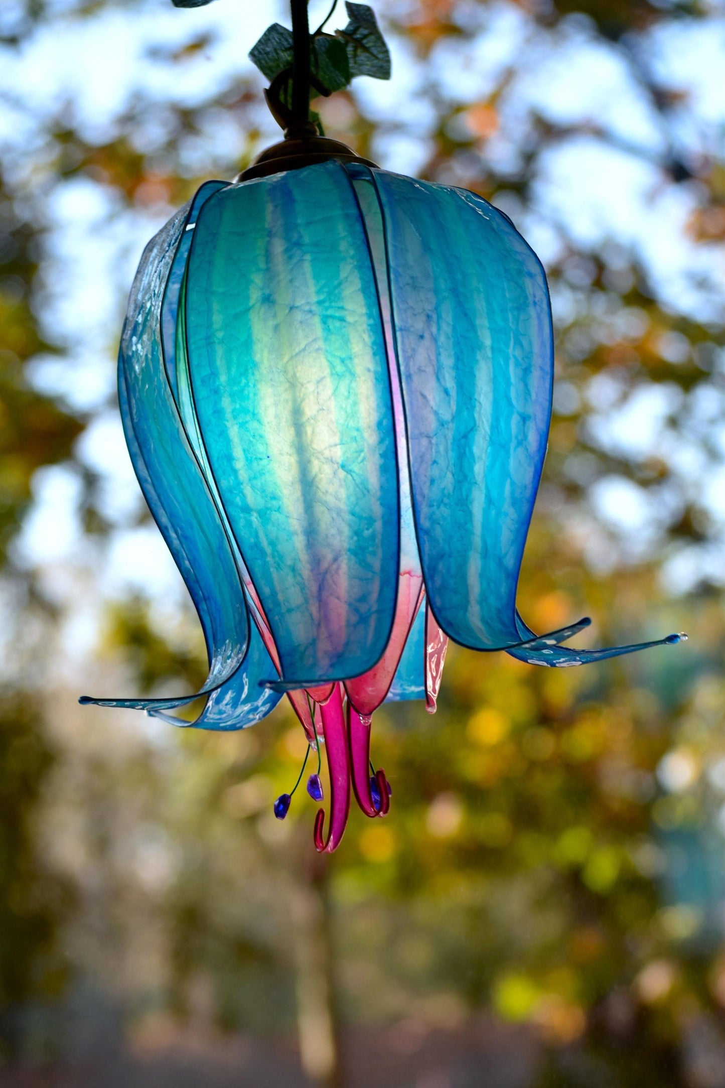 lampada da muro 4 fiori blu rampicanti in resina illuminazione romantica unica