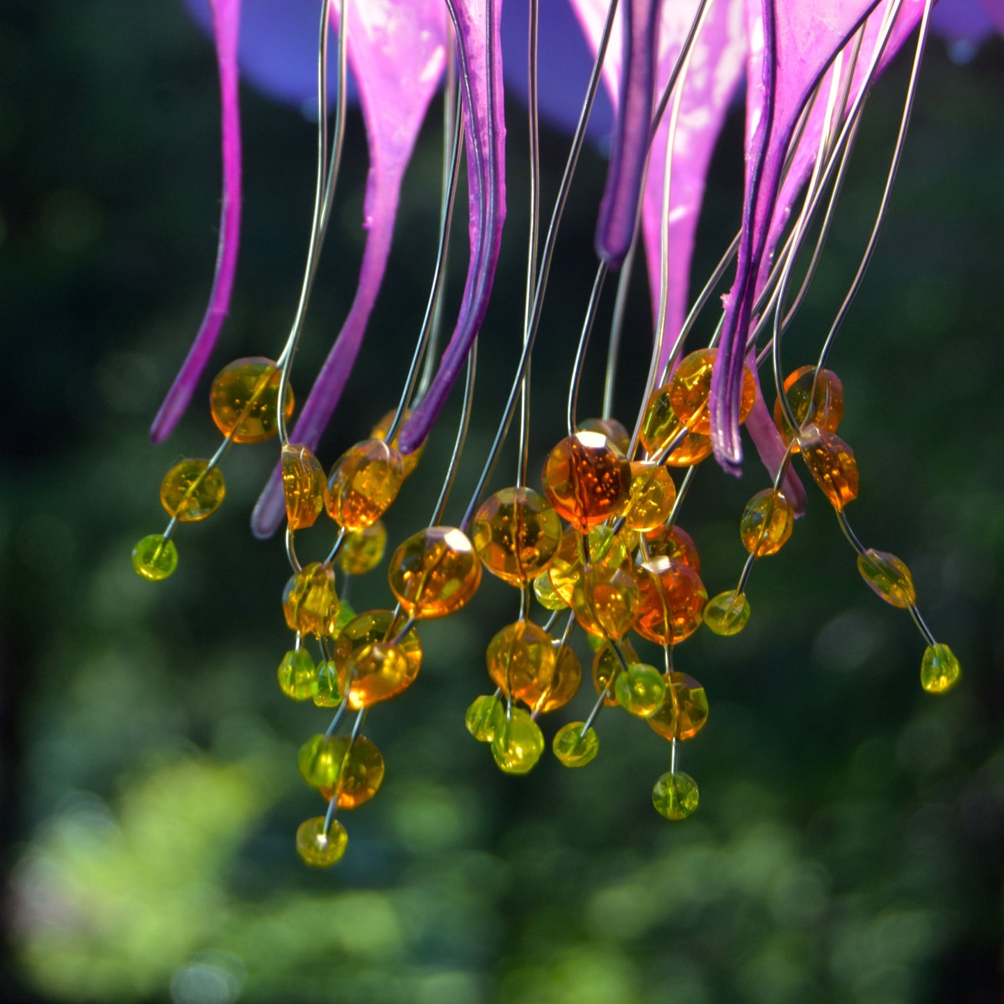 Lampada sospensione fiore viola rosa con 56 petali fatto e dipinto a mano