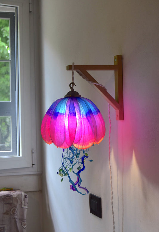 lampada a forma di medusa in resina da parete, luce salvaspazio comodini