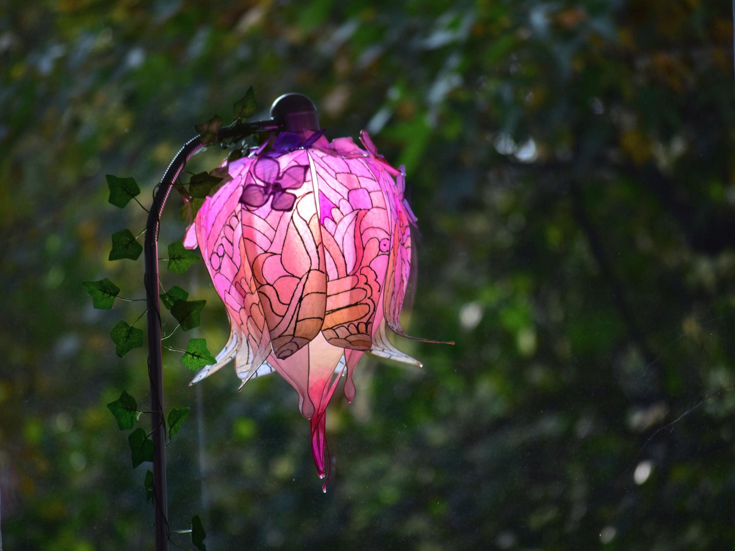 Lampada da terra per lettura a forma di fiore rosa in resina