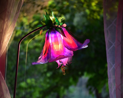 Lampada da terra per lettura con stelo flessibile fiore fantastico viola rosso - Fiorediluce