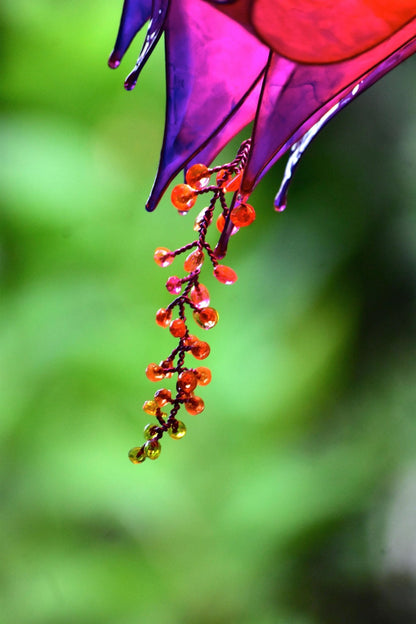 Lampada da terra per lettura orientabile con paralume arancio rosso viola in resina - Fiorediluce