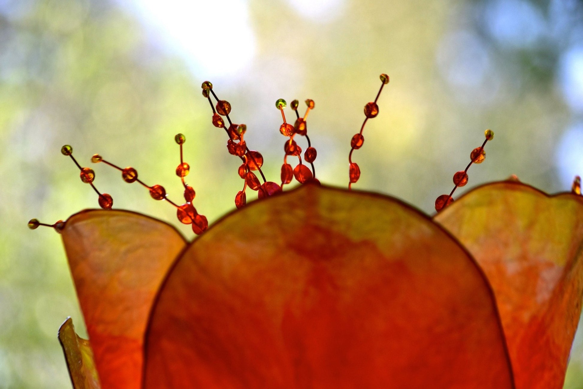 Lampada a stelo con paralume in resina tulipano arancione pezzo unico - Fiorediluce