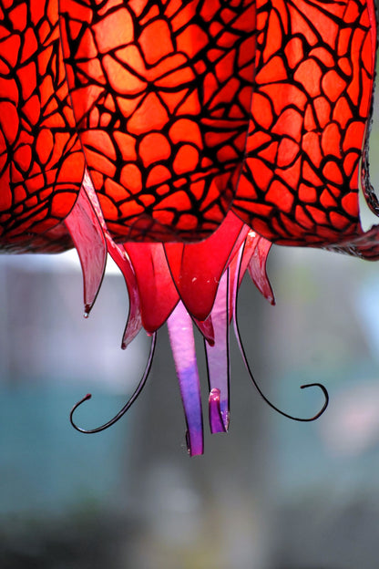 Lampada sospensione motivo pipistrello rosso e viola pezzo unico - Fiorediluce