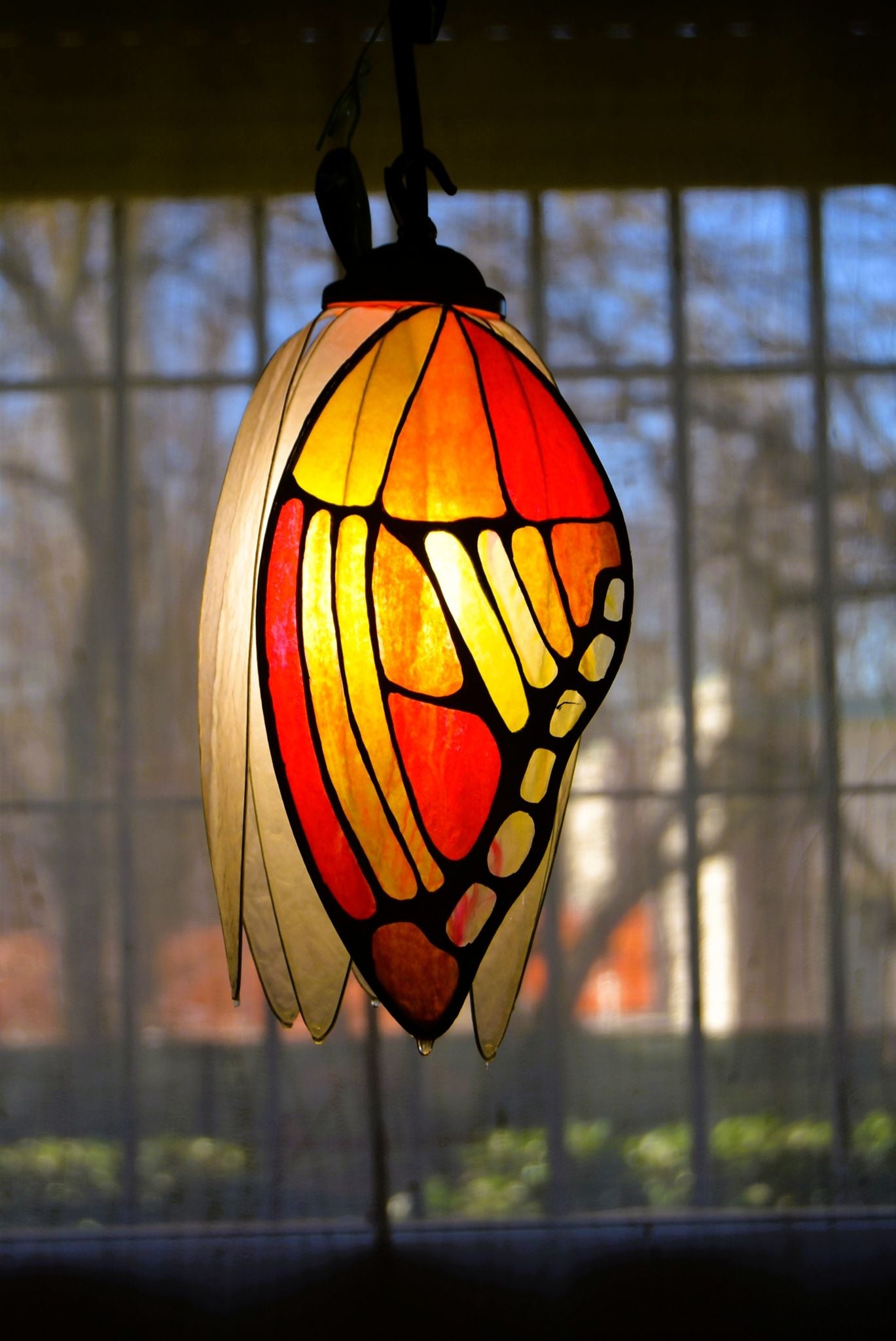 lampada sospensione con 3 farfalle/creazione artigianale - Fiorediluce