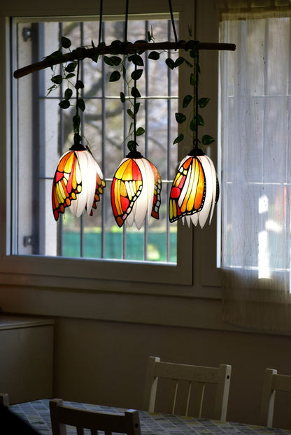 lampada sospensione con 3 farfalle/creazione artigianale - Fiorediluce