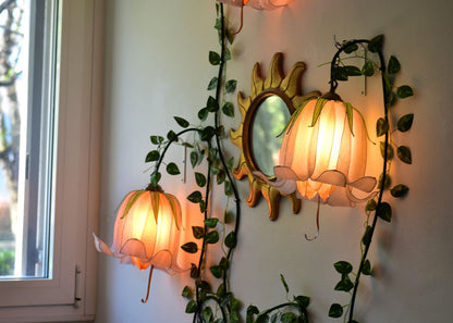 Lampada da muro 3 luci floreali rampicanti beige in resina - Fiorediluce