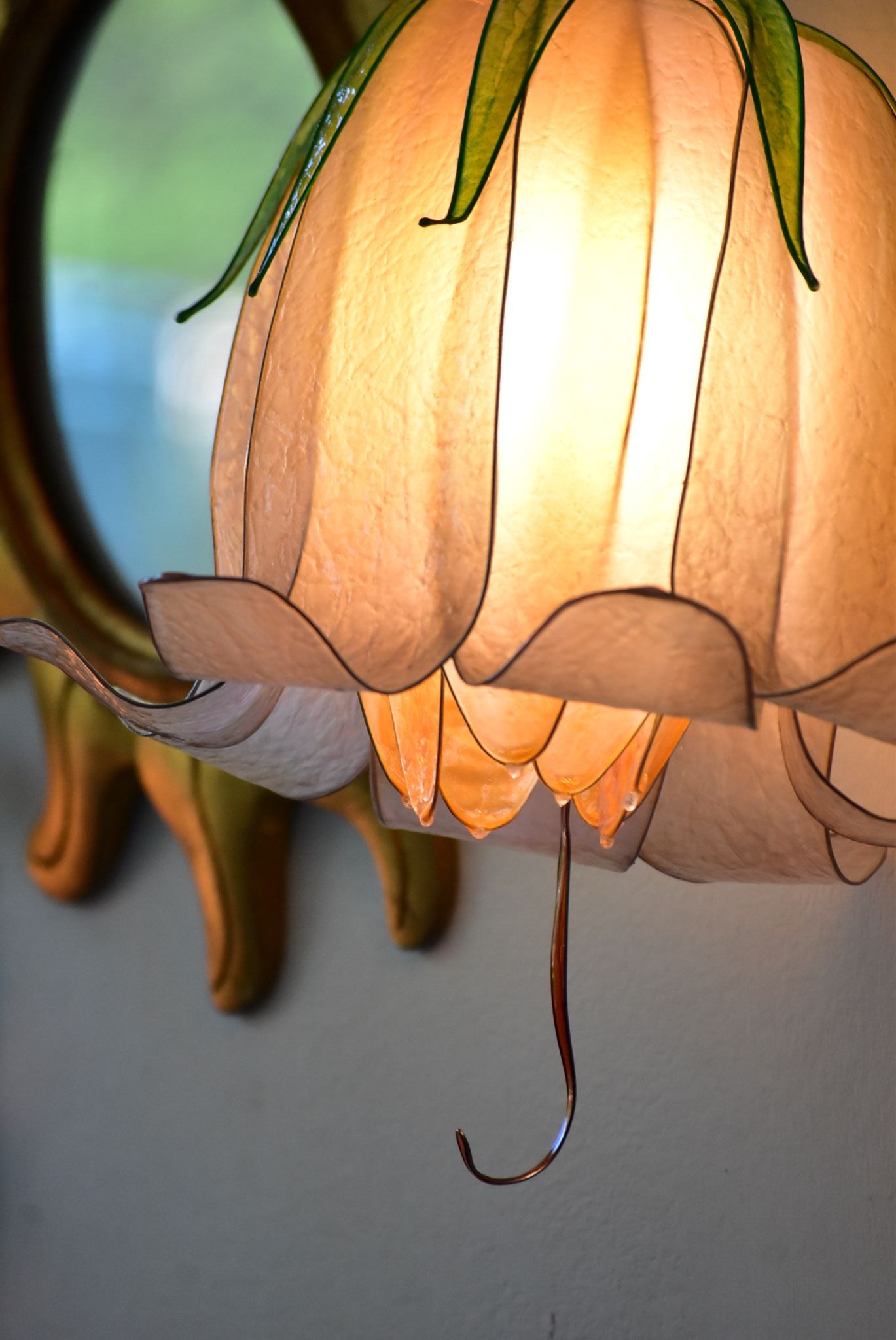 Lampada da muro 3 luci floreali rampicanti beige in resina - Fiorediluce