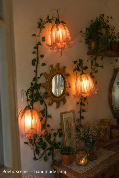 Lampada da muro 3 luci floreali rampicanti beige in resina - Fiorediluce