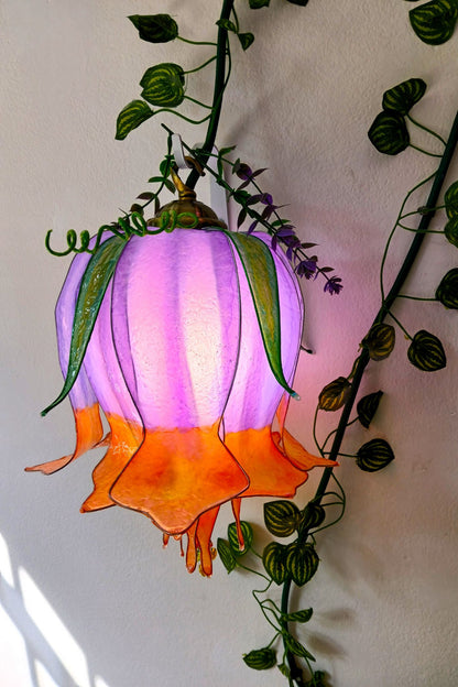 Lampada da muro 3 fiori rampicanti arancio viola fucsia, pronta per la spedizione - Fiorediluce