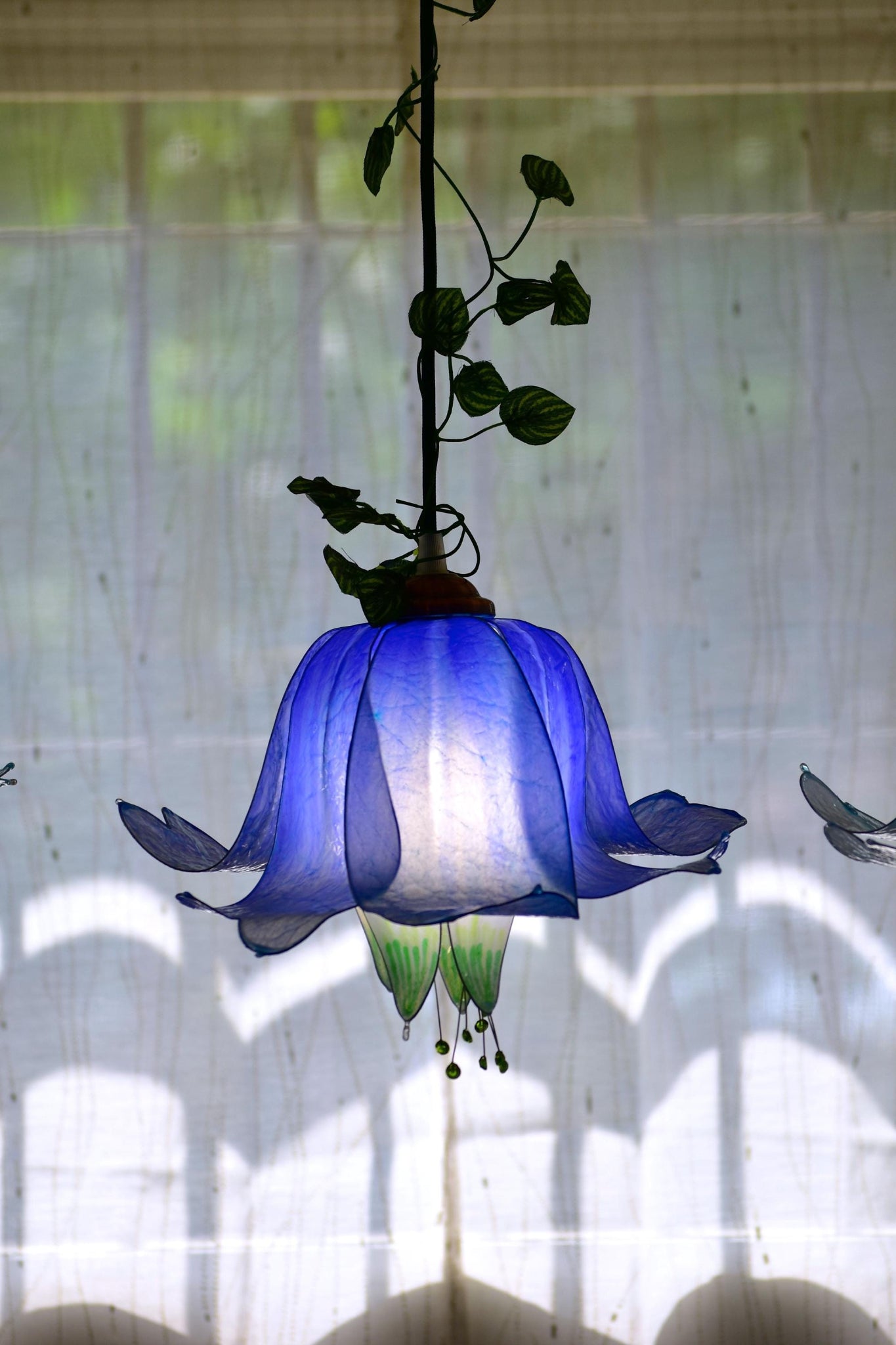 suspension lamp 3 floral lights blue and white for romantic and fairy ambient - lampada Fiorediluce