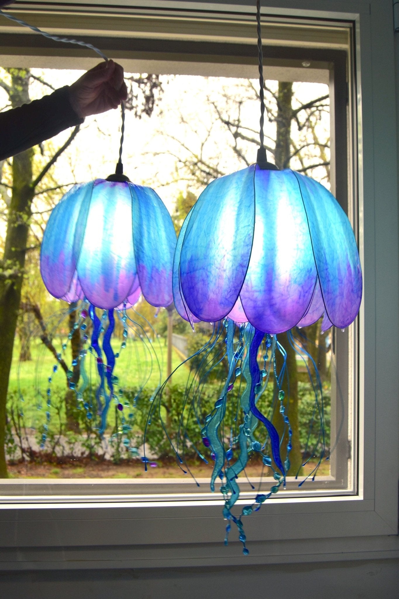 lampada a forma di medusa in resina da parete, luce salvaspazio comodini, - Fiorediluce