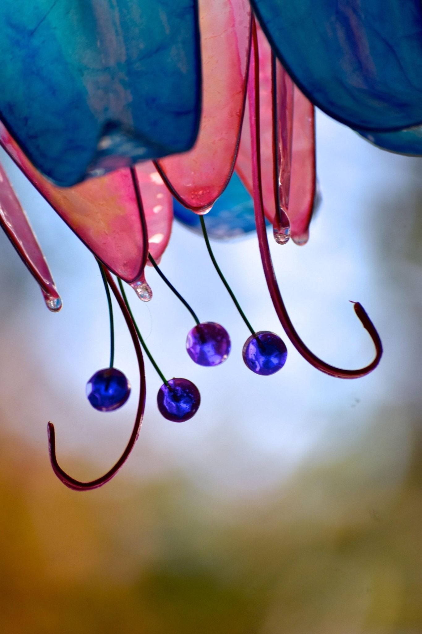 lampada da muro 4 fiori blu rampicanti in resina illuminazione romantica unica - Fiorediluce