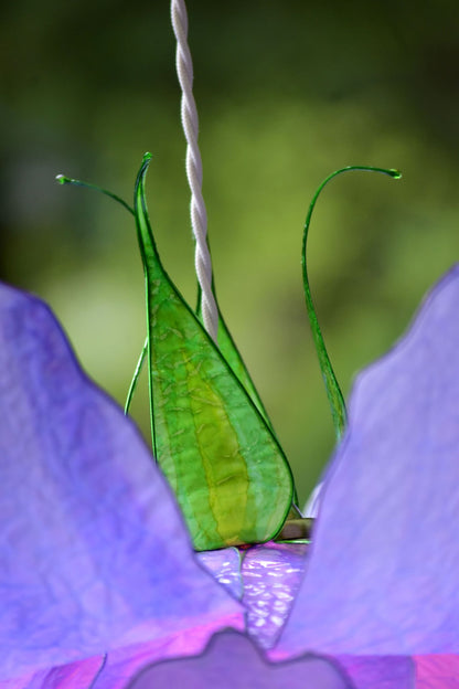 Lampada sospensione fiore viola rosa con 56 petali fatto e dipinto a mano - Fiorediluce