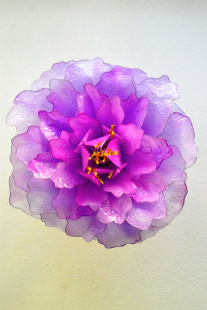 Lampada sospensione fiore viola rosa con 56 petali fatto e dipinto a mano - Fiorediluce