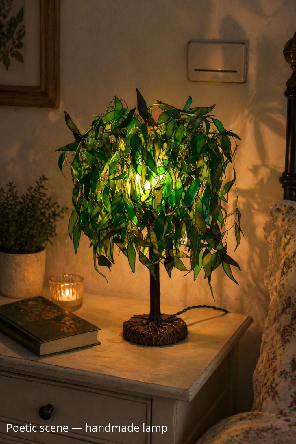 Lampada a forma di albero di salice verde in resina - Fiorediluce